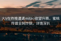 大V在昨晚遭遇mitao欲望升腾，蜜桃传媒全网炸锅，详情深扒