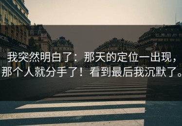 我突然明白了：那天的定位一出现，那个人就分手了！看到最后我沉默了。