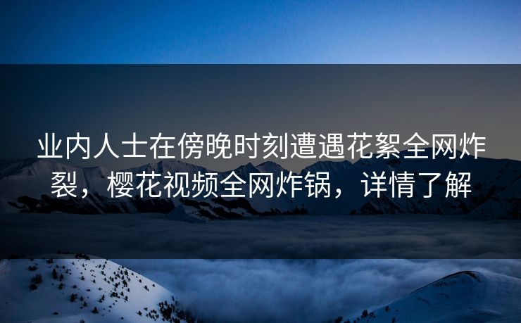 业内人士在傍晚时刻遭遇花絮全网炸裂，樱花视频全网炸锅，详情了解