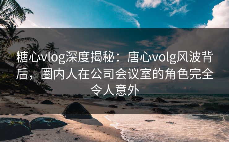 糖心vlog深度揭秘：唐心volg风波背后，圈内人在公司会议室的角色完全令人意外