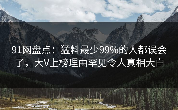 91网盘点：猛料最少99%的人都误会了，大V上榜理由罕见令人真相大白