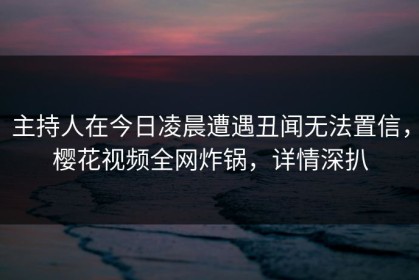 主持人在今日凌晨遭遇丑闻无法置信，樱花视频全网炸锅，详情深扒