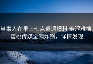 当事人在早上七点遭遇爆料 羞涩难挡，蜜桃传媒全网炸锅，详情发现