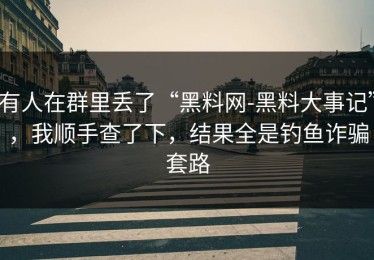 有人在群里丢了“黑料网-黑料大事记”，我顺手查了下，结果全是钓鱼诈骗套路