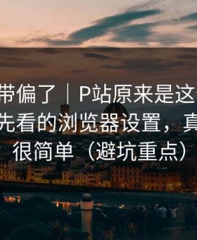 别再被带偏了｜P站原来是这个原因-最应该先看的浏览器设置，真相其实很简单（避坑重点）