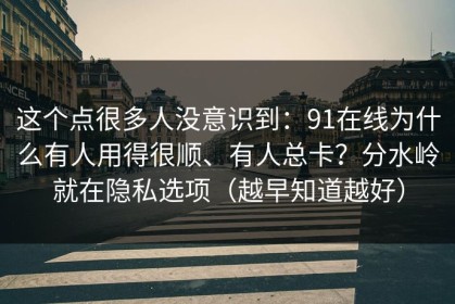 这个点很多人没意识到：91在线为什么有人用得很顺、有人总卡？分水岭就在隐私选项（越早知道越好）