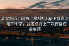 真实经历：因为“黑料社app下载官网”这四个字，我差点背上二次传播伤害麻烦
