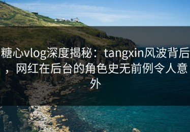 糖心vlog深度揭秘：tangxin风波背后，网红在后台的角色史无前例令人意外