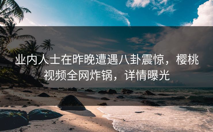 业内人士在昨晚遭遇八卦震惊，樱桃视频全网炸锅，详情曝光